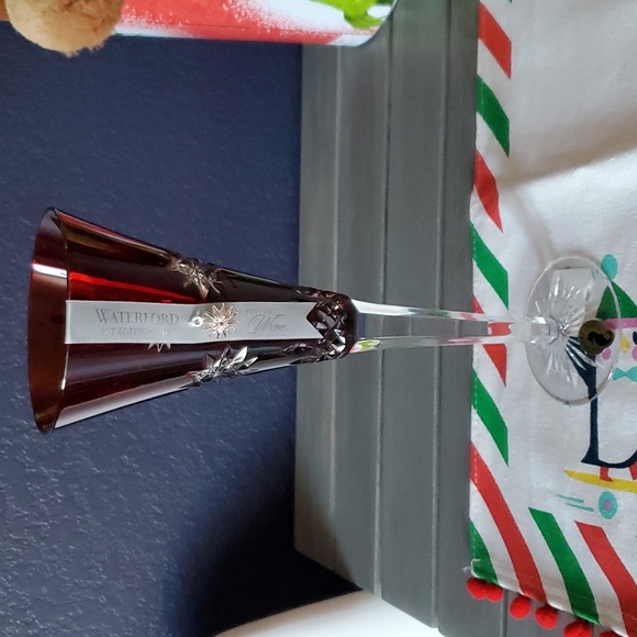 Set of 4 Waterford Snowflake Wishes Flute Ruby and Emerald First and Second Year - Picture 7 of 12